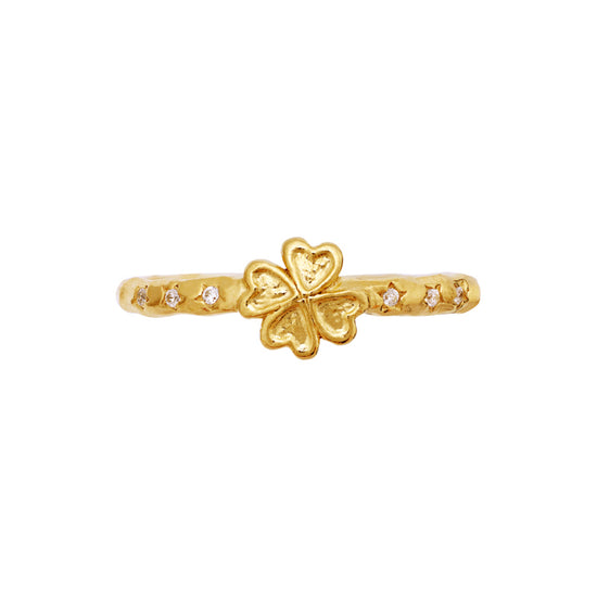 Clover ring forgyldt Maanesten