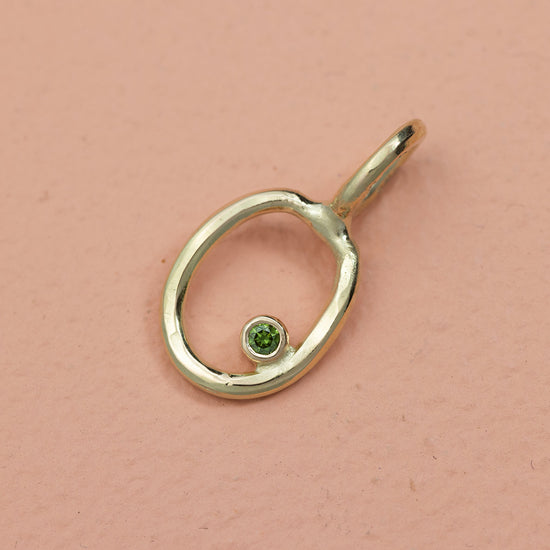 14k Oval vedhæng rødguld 0,03ct grøn diamant - Devine by Norup