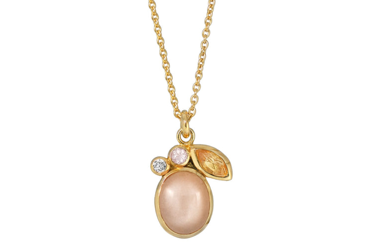 Rabinovich - Moonlight Collier forgyldt peach månesten citrin rosenkvarts cz