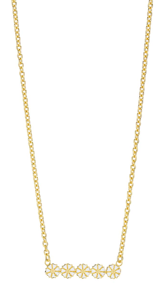 Marguerit collier 5x5mm. forgyldt