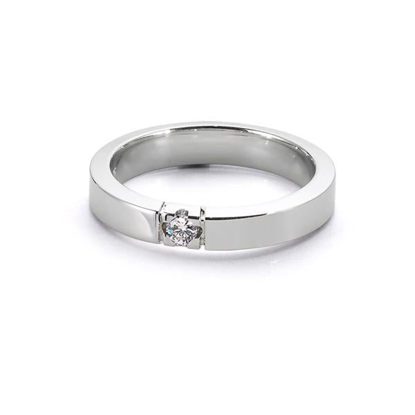 Nuran - 9Kt. Alliance Ring Hvidguld 1x0,07ct. W-SI Kantet Str. 54