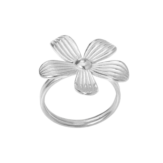Ring sølv 20 mm riflet blomst - Susanne Friis Bjørner