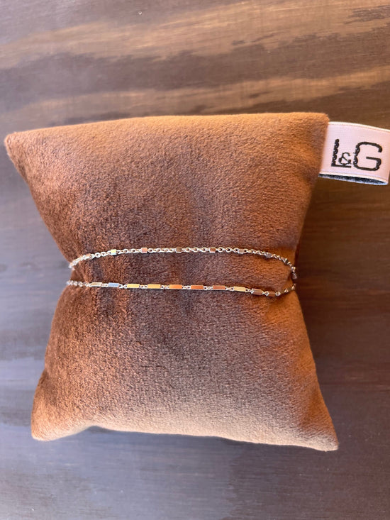 Armbånd sølv rhodineret 2 rækker - L & G