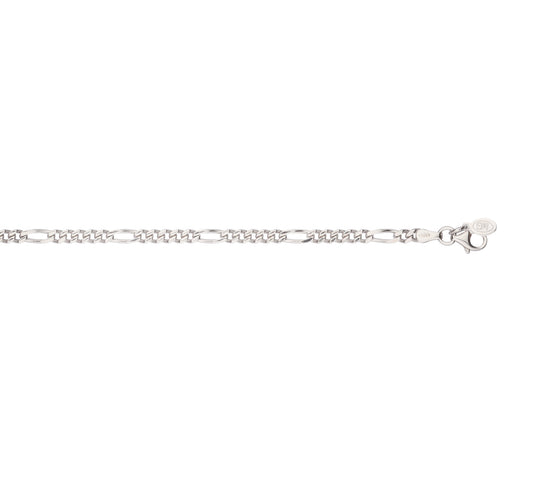 Ankelkæde sølv rho. figaro 3mm 23cm - L & G