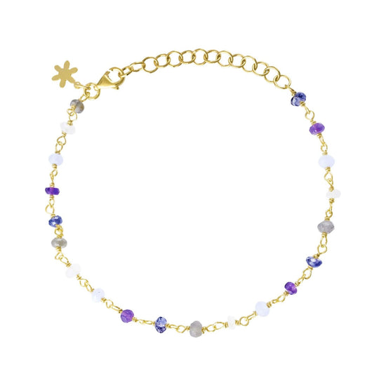 Fg. Armbånd 16-20 cm viklet 3-4 mm mix ædelsten