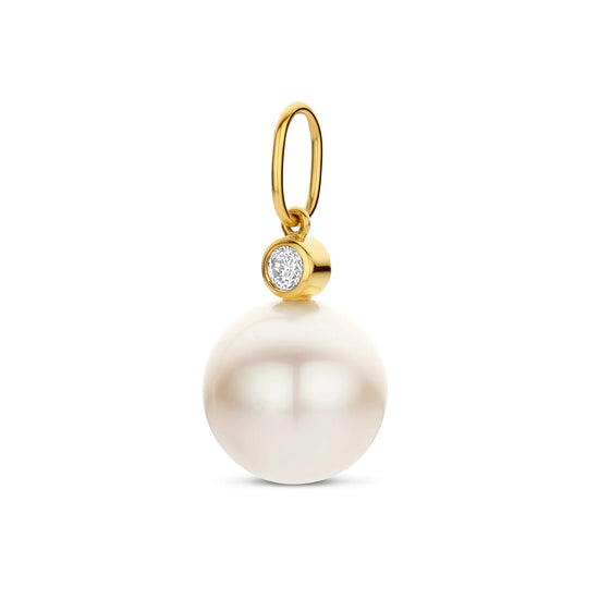 14Kt. Elinor vedhæng rødgule 0,10ct Wvs m. 12mm ferskvandsperle Spirit Icons