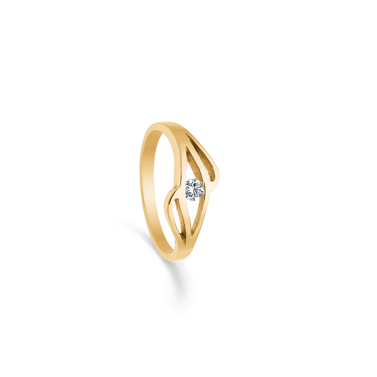 14kt. Guld Ring m. 0,10ct. Brillant W/SI Randers Sølv