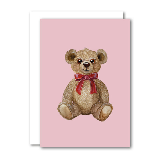 Red Bow Teddy - A6 Foldet kort, All By Voss