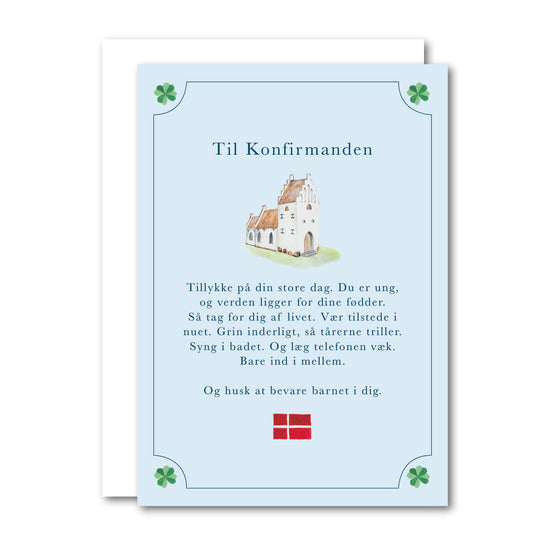 Blå Konfirmand - A6 Foldet kort,  All By Voss
