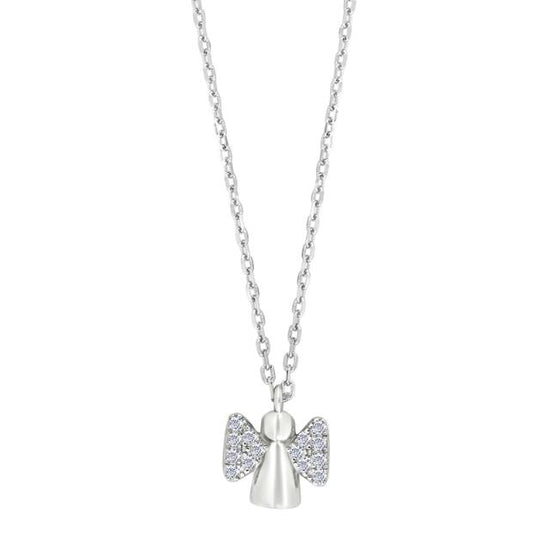 Rhd. sølvvedhæng engel m/cz + kæde NOA Kids Jewellery