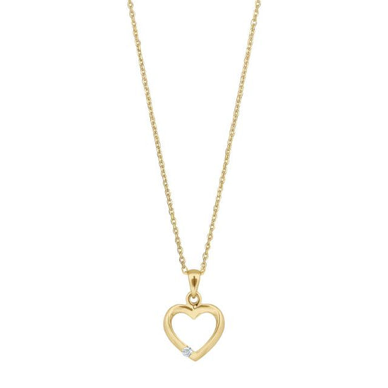 14kt. guldhjerte m/dia. 0.022ct W/SI inkl. fg kæde