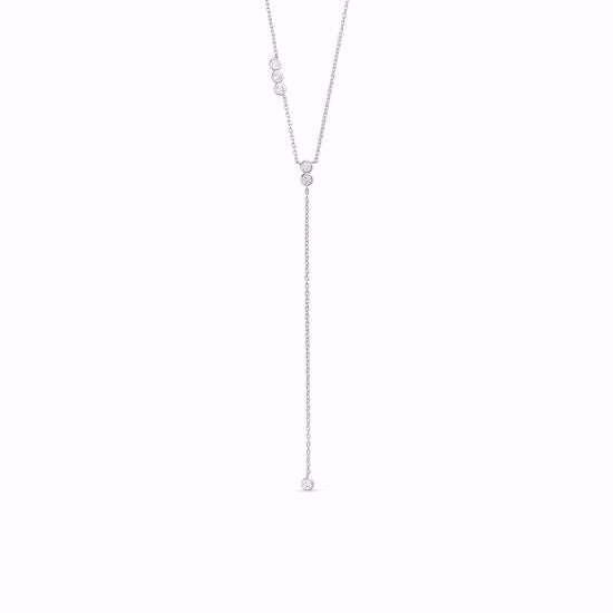 Rho. sølv Y-halskæde zirkonia 42+5cm