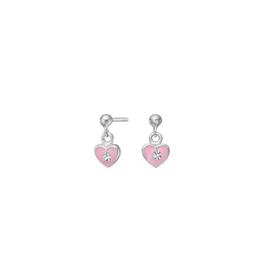 Rhd. sølvørestikker hjerter m. cz/epoxy Noa Kids Jewellery