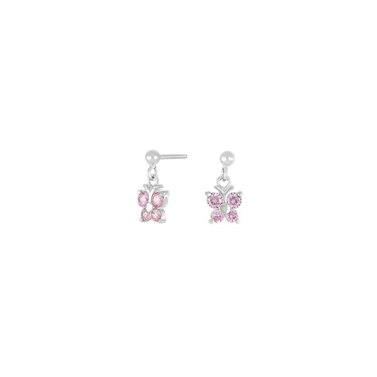 Rhod. sølvørehænger sommerfugl m/pink cz Noa Kids Jewellery