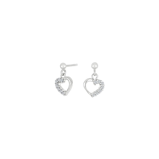 Rhod. sølvørehænger hjerte m/cz Noa Kids Jewellery