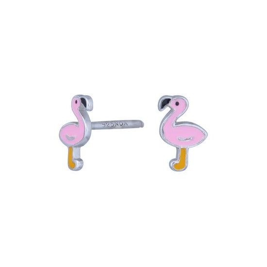 Rho. sølvørestikker flamingo m/emalje