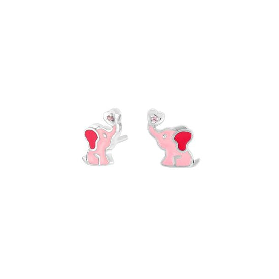 rho. sølv ørestikker elefant m/emalje og pink cz