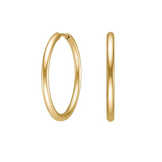 Creoler stål 25mm IP gold CALMA Nordahl Jewellery