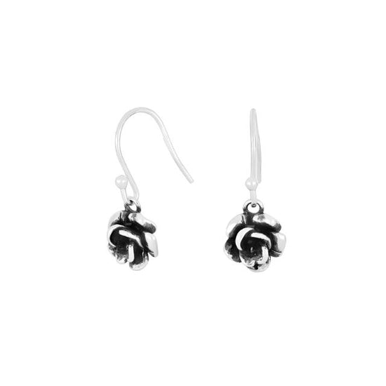 Rhod. sølvørehænger m/ox. rose 9mm Siersbøl
