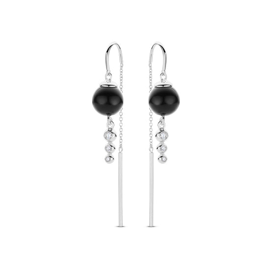 SWAN ørehænger SL/CZ BLACK - Spirit Icons