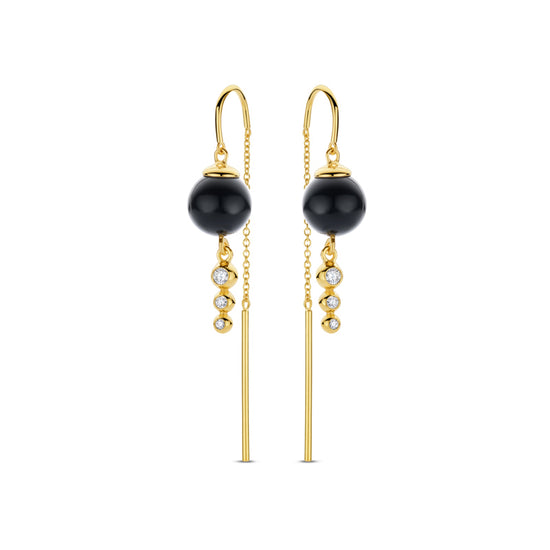 SWAN ørehænger fg/CZ BLACK - Spirit Icons