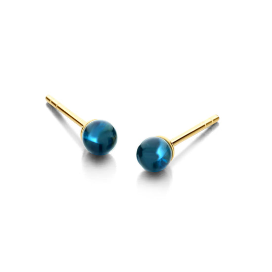 FIGARO ørestikker BLUE 4MM forgyldt sølv Spirit icons