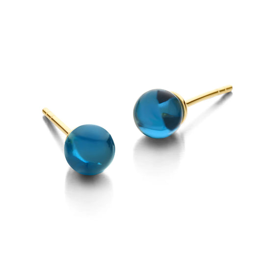 FIGARO ørestikker BLUE 6MM forgyldt sølv Spirit icons