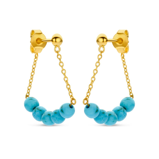 14Kt. Amelia guld ørehænger Turquoise - Spirit Icons