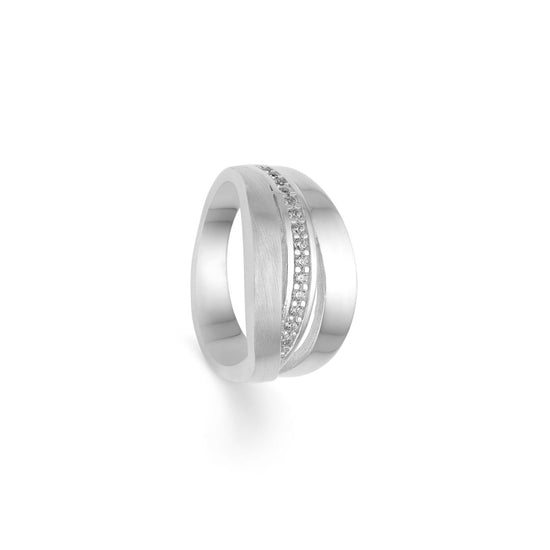 Sølv ring mat/blank m zirk. Randers Sølv