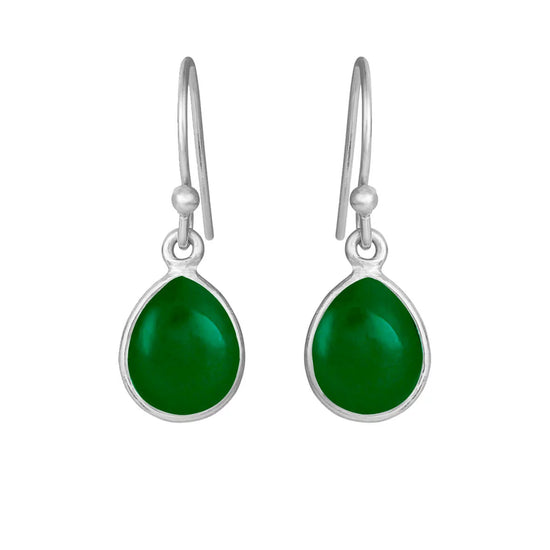 Ørehænger sølv m. green agate SFB