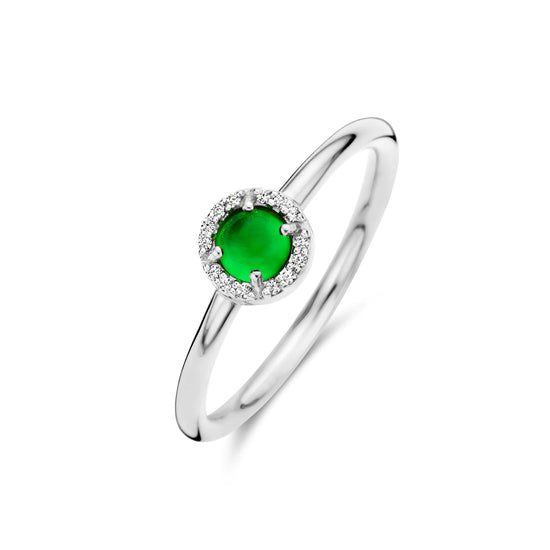 EUPHORIA sølv ring grøn zirkonia Spirit icons