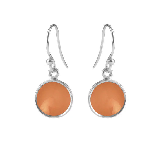 Ørehænger sølv, 10 mm rund cabochon peach
