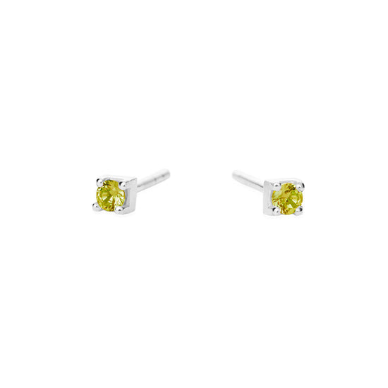 Ørestikker 3mm lperidotgrøn zirkon firk. Sølv SFB