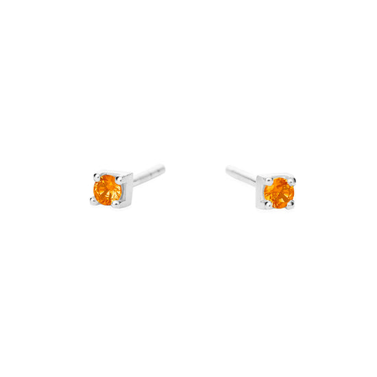 Ørestikker 3mm Sølv Orange zirkon firkantet SFB