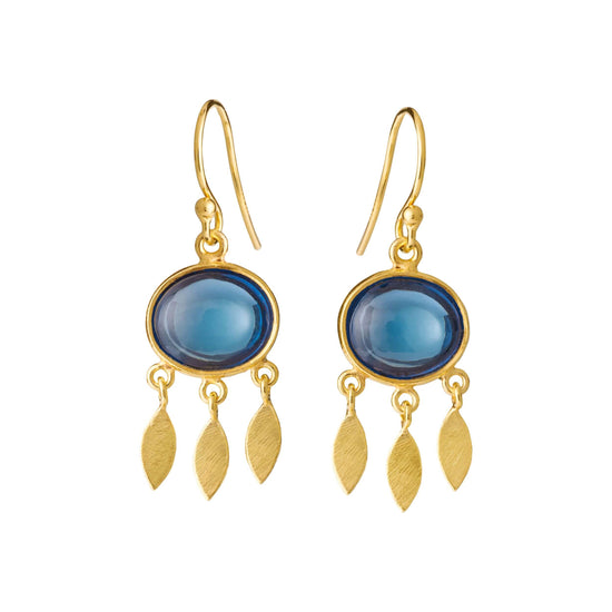 Fg Øreringe London blå krystal oval cabochon