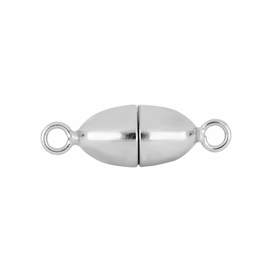 Rhod. Sølv magnet perlelås oval 6mm blank