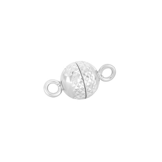 Rhod. Sølv magnet perlelås 6mm m. dia cut - Siersbøl