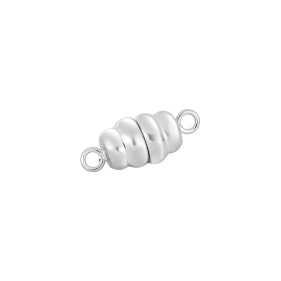 Rhod. Sølv magnet perlelås spiral 6mm - Siersbøl