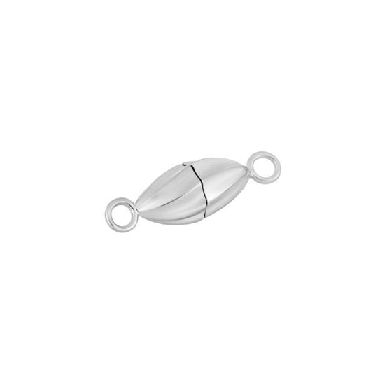 Rhod. Sølv magnet perlelås oval 6mm - Siersbøl