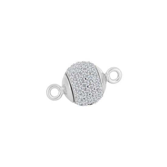 Rhod. Sølv magnet perlelås pavé. m. cz 12mm - Siersbøl