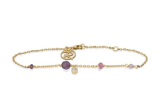 Fg. armbånd - granat, pink jade, cherry kvarts, zirkonia Rabinovich
