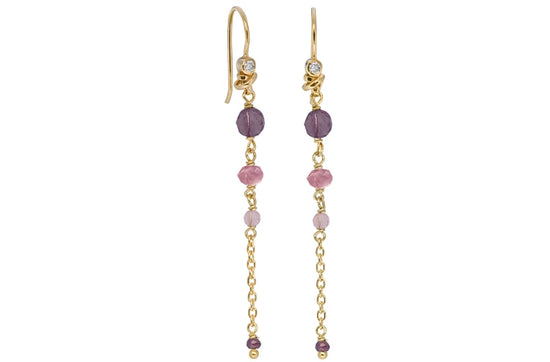 Fg. ørehænger granat, pink jade, cherry kvarts, zirkonia Rabinovich