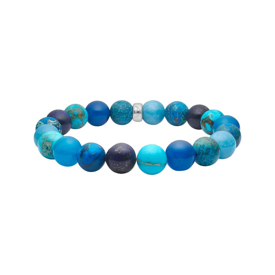 Lapis, sponge quartz, blå agat, howlite, lapis lazuril 10mm armbånd 19cm Heinzendorff