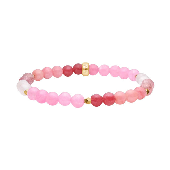 Rosaquartz, cherry quartz, lyserød spong quartz, fg. hematit 6mm 19cm armbånd Heinzendorff