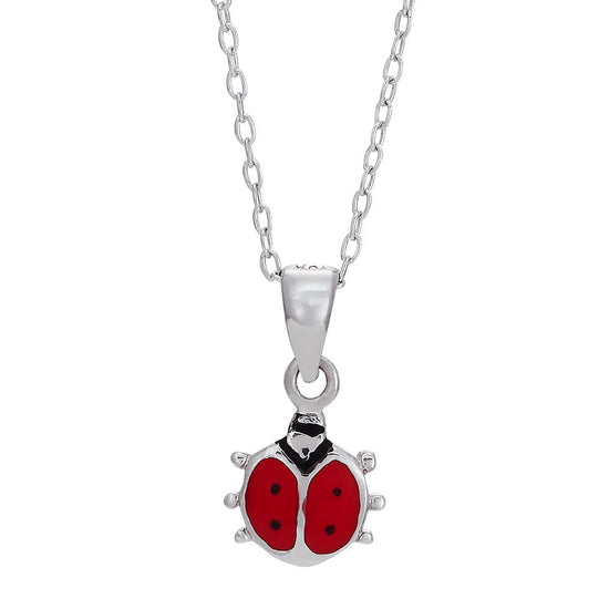 Rho.  sølvvedhæng mariehøne m/emalje inkl. Kæde - NOA Kids Jewellery