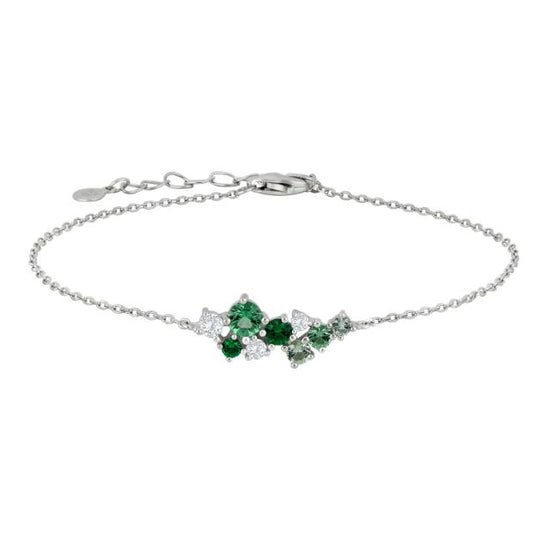 Rhd. sølv armbånd NADINENOR grøn 17+3cm