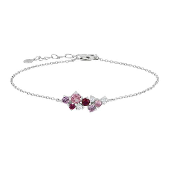 Rhd. sølv armbånd NADINENOR lyserød 17+3cm