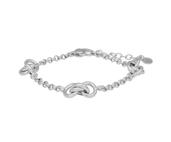Rhod. Sølv armbånd m. ringe 17+2cm