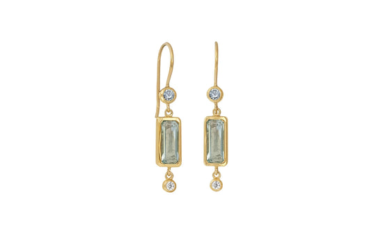 Forgyldt øreringe - aqua blue quartz, sky blue topaz and zirconia Rabinovich