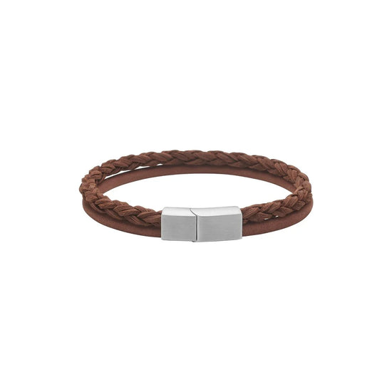 SON armbånd brun kalveskind rund flet/glat 8mm - 21cm